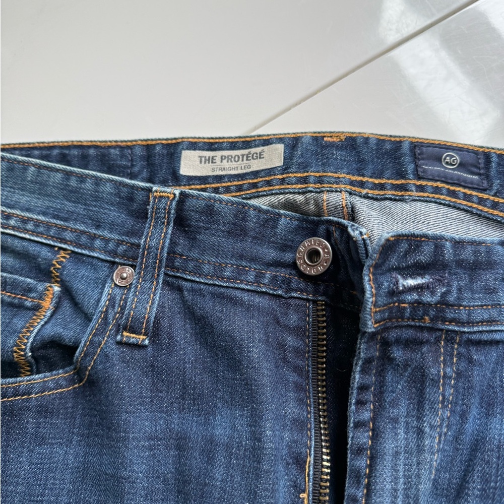 AG Adriano Goldschmied Men's Dark Blue Straight Jeans